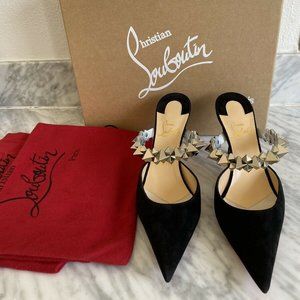 Christian Louboutin Suede Planet Choc 80 Mules